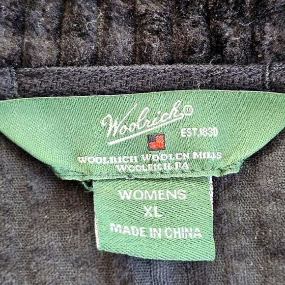 Woolrich Thick Soft Black Ribbed Velour Zip Up Jacket Coat W/ Pockets Size XL - Picture 5 of 7